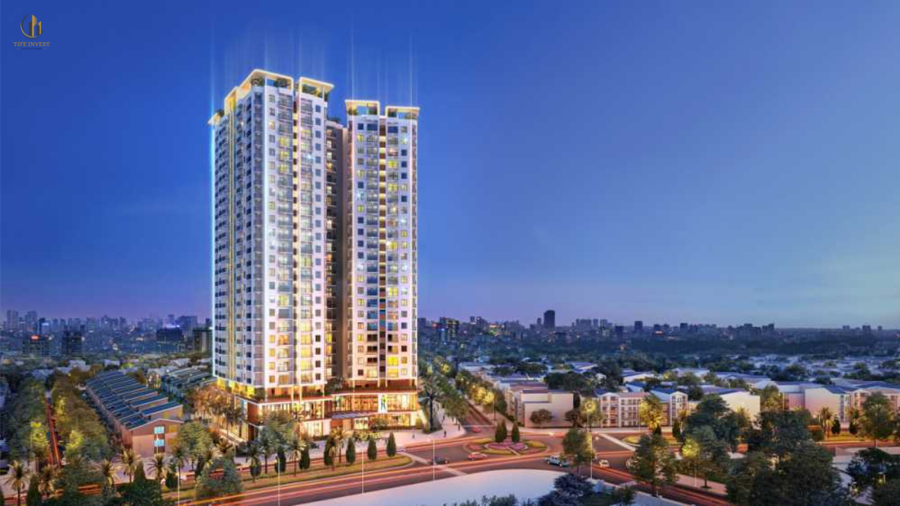 Ngoại cảnh chung cư Tecco Center Point tòa tháp đôi phong cách Singapore