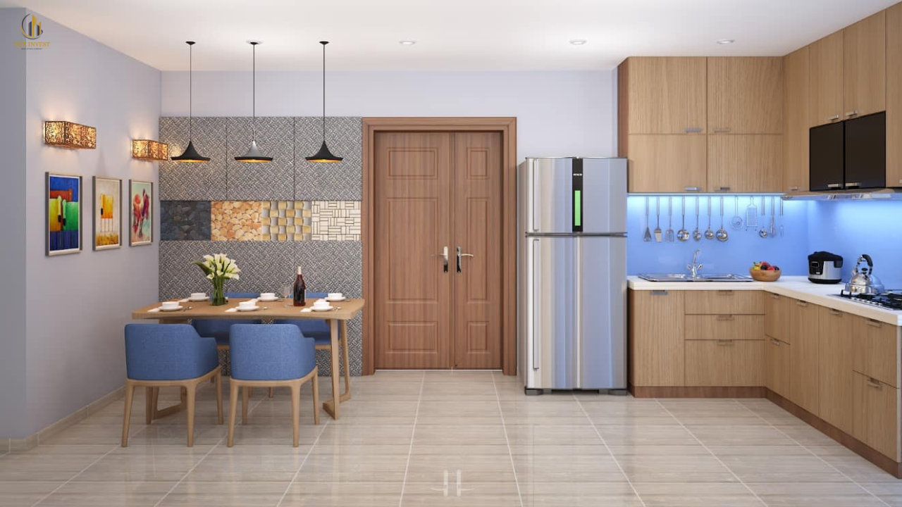 Phòng ngủ căn hộ mẫu Louis Apartment Tower thiết kế hiện đại tối giản